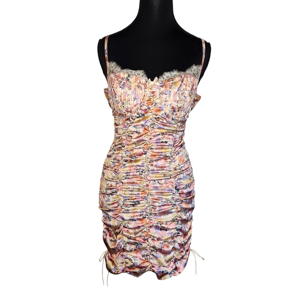 FOR LOVE & LEMONS x VS Mini Corset Dress Womens Medium Pink Floral Sexy Party